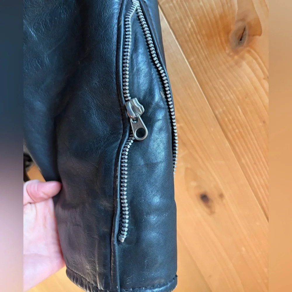 Vintage 1970s EXCELLED Leather Motorcycle Jacket // Size 40 - Picture 3 of 7